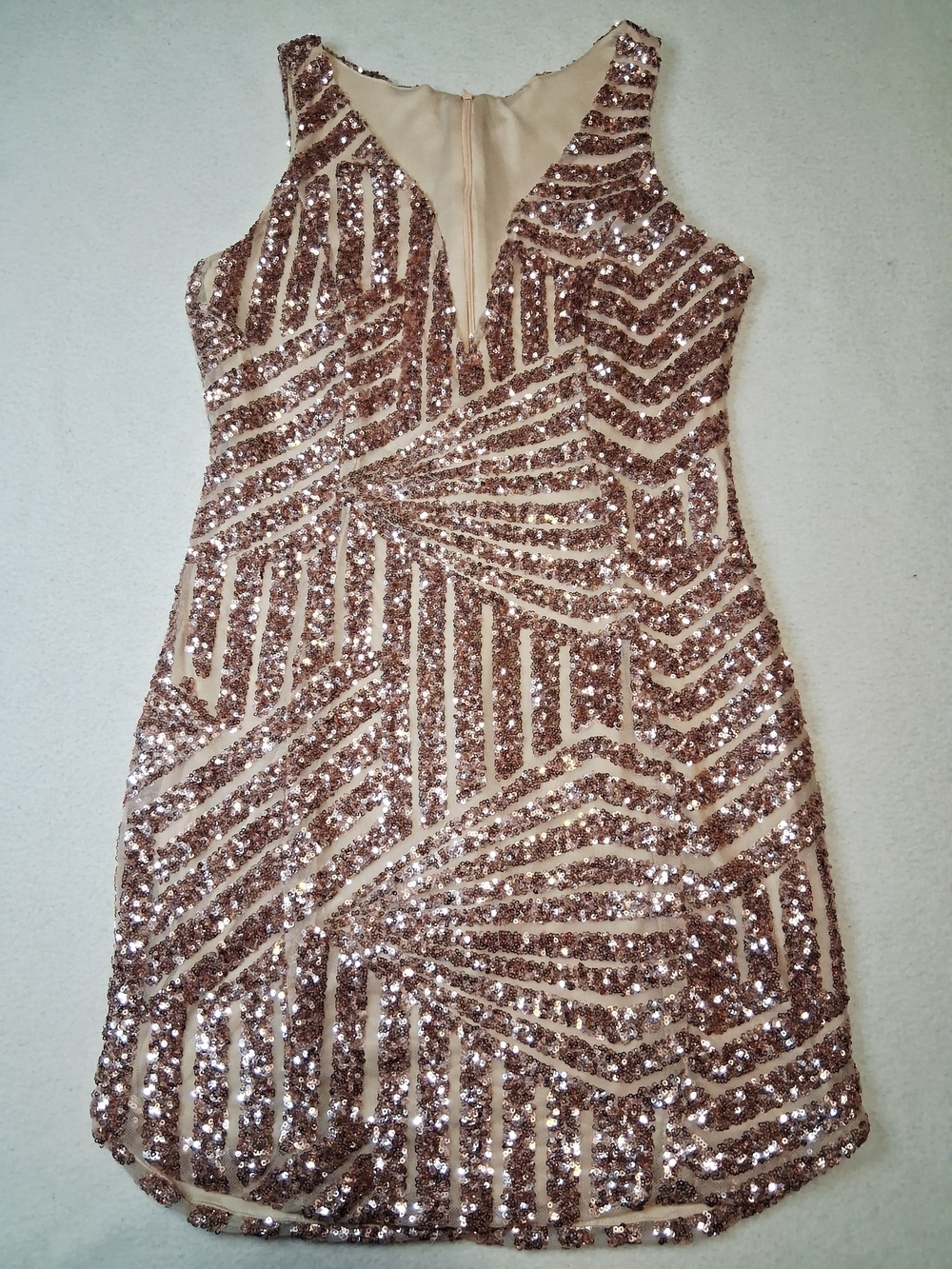 Sequin Sheath Dress in Rose Gold